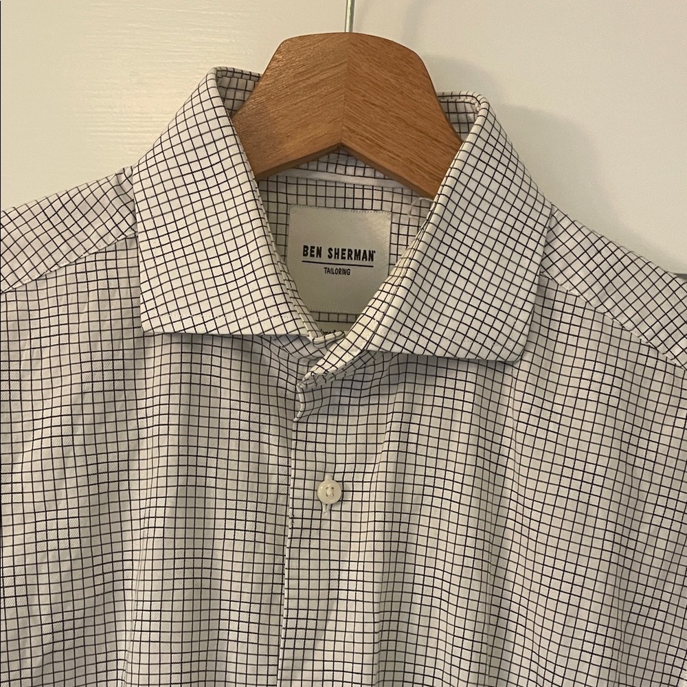 Ben Sherman Men's Black and White Grid Shirt